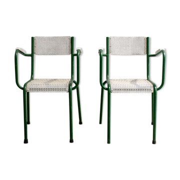Pair of two metal garden armchairs from the 1960s.