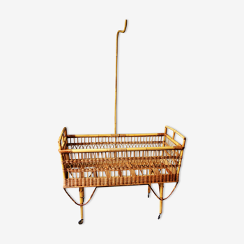 Vintage rattan cradle