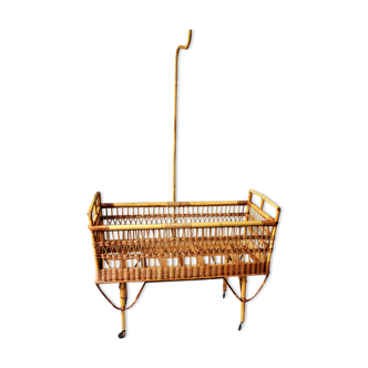 Vintage rattan cradle