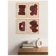 Collection of 4 abstract paintings in wine red signed Eawy.