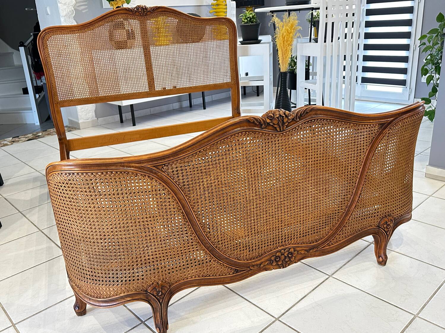 Lit basket in caning Louis XV style 1950