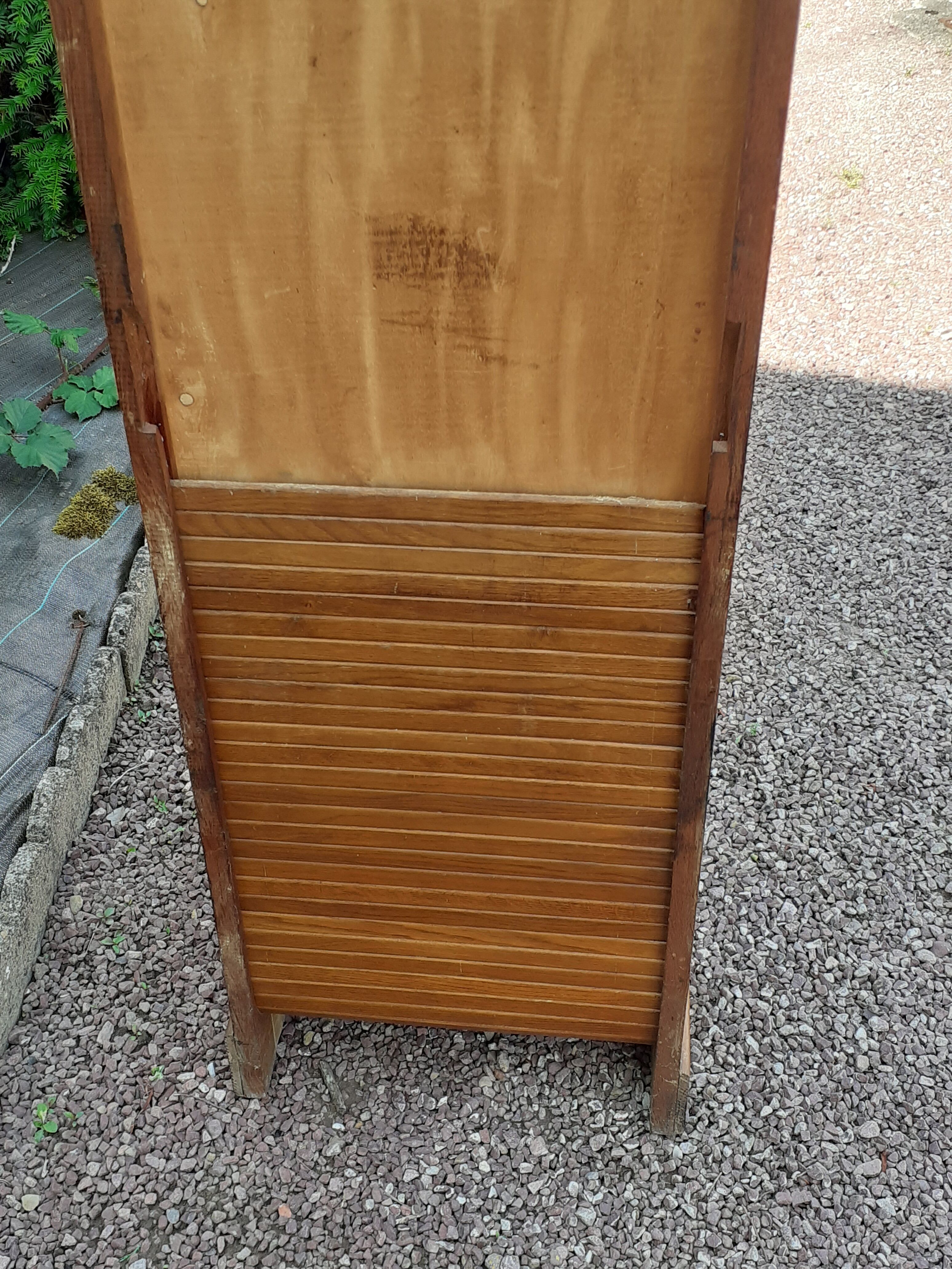 Storage cabinet locker with old wooden curtain