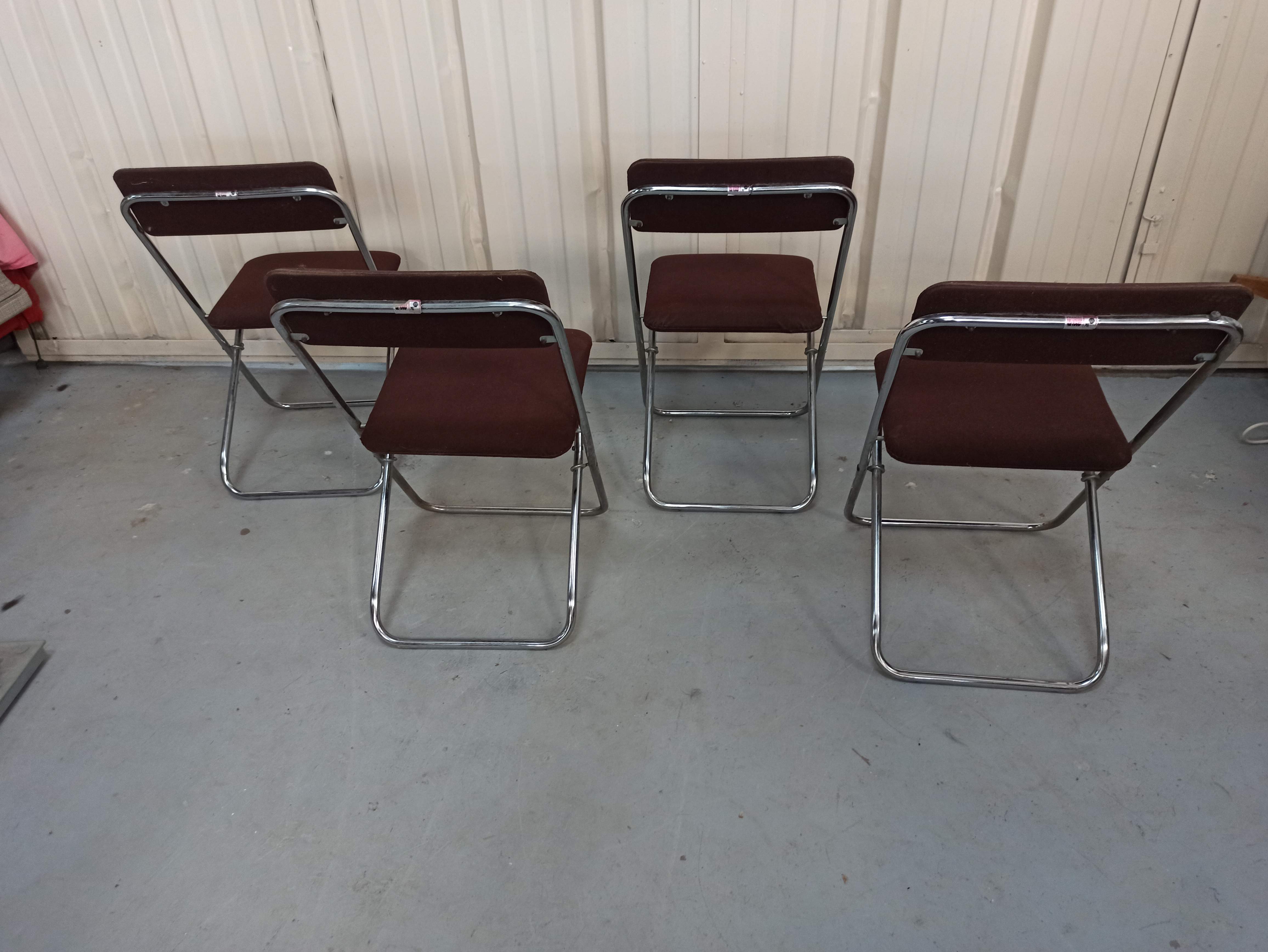 Framar - 4 folding chairs in brown fabric