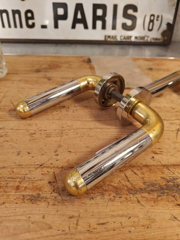 Rare vintage golden and silver metal handle