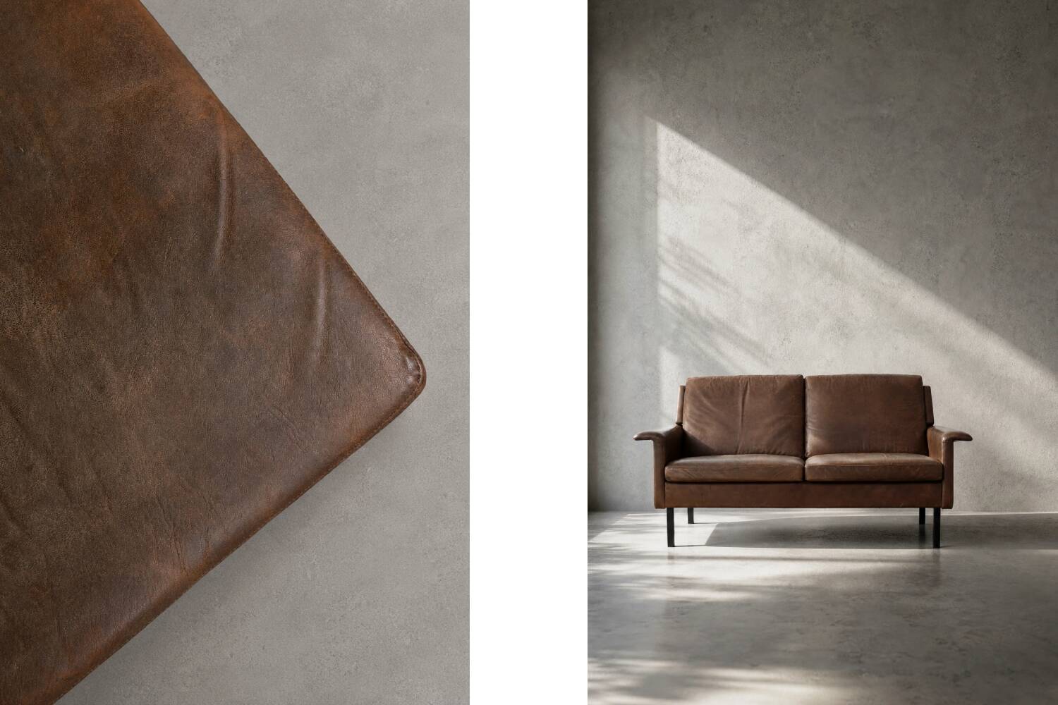 Mid-Century Danish Modern 2-Seater Brown Leather Sofa 3330 by  Arne Vodder