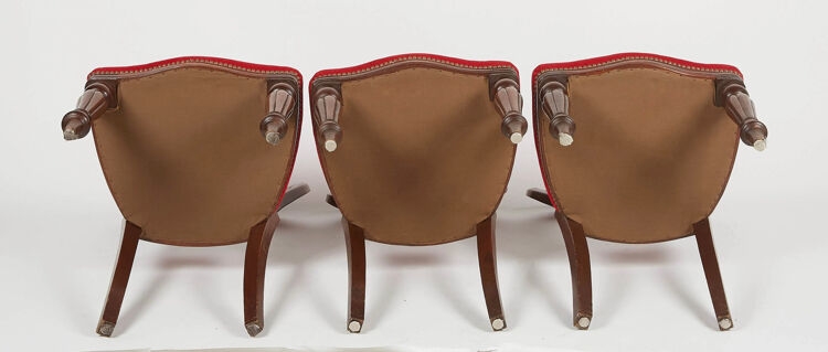 6 chairs 19th English Victorian mahogany and red velvet