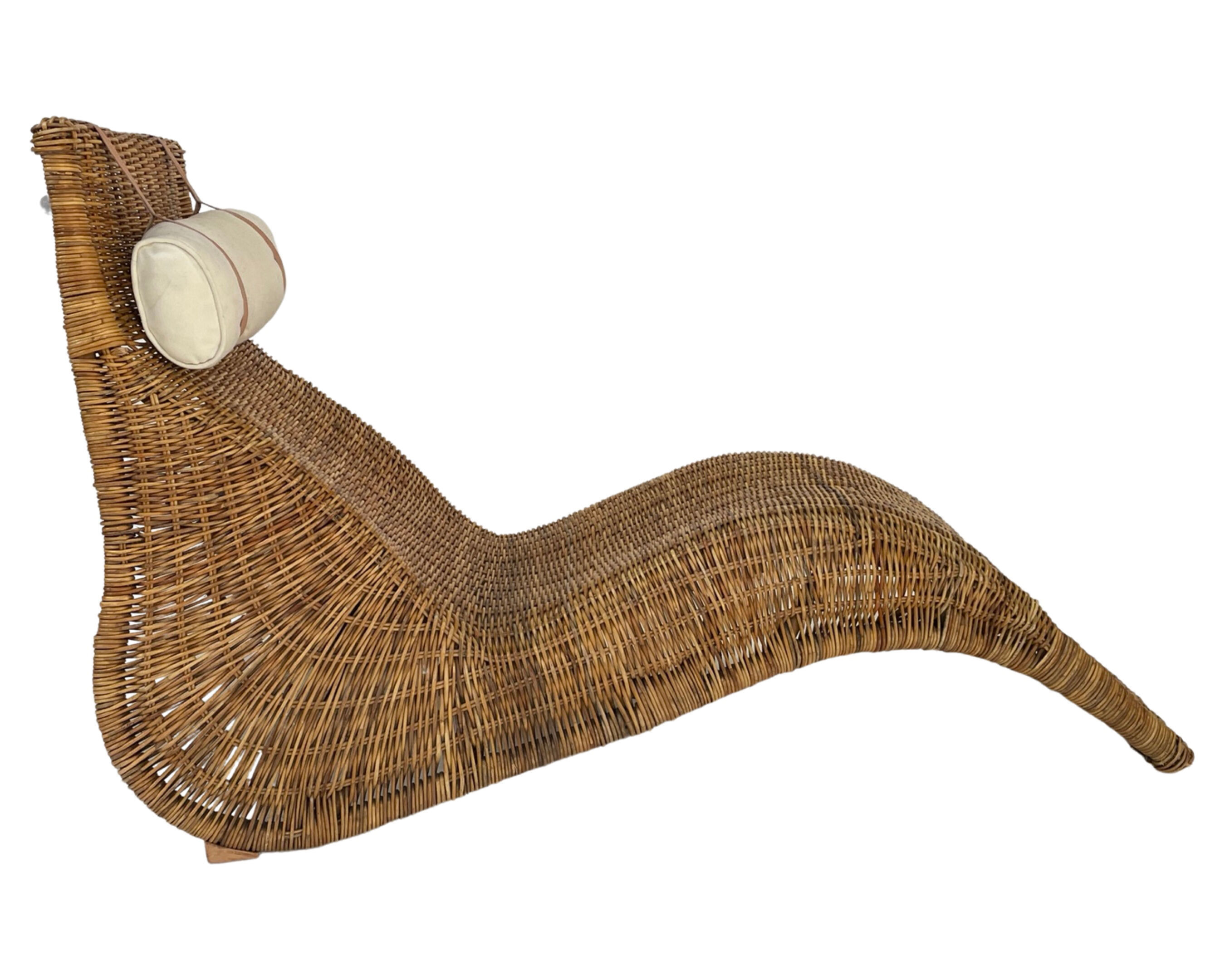 Karlskrona Rattan Wicker Chaise Lounge by Karl Malmvall for Ikea