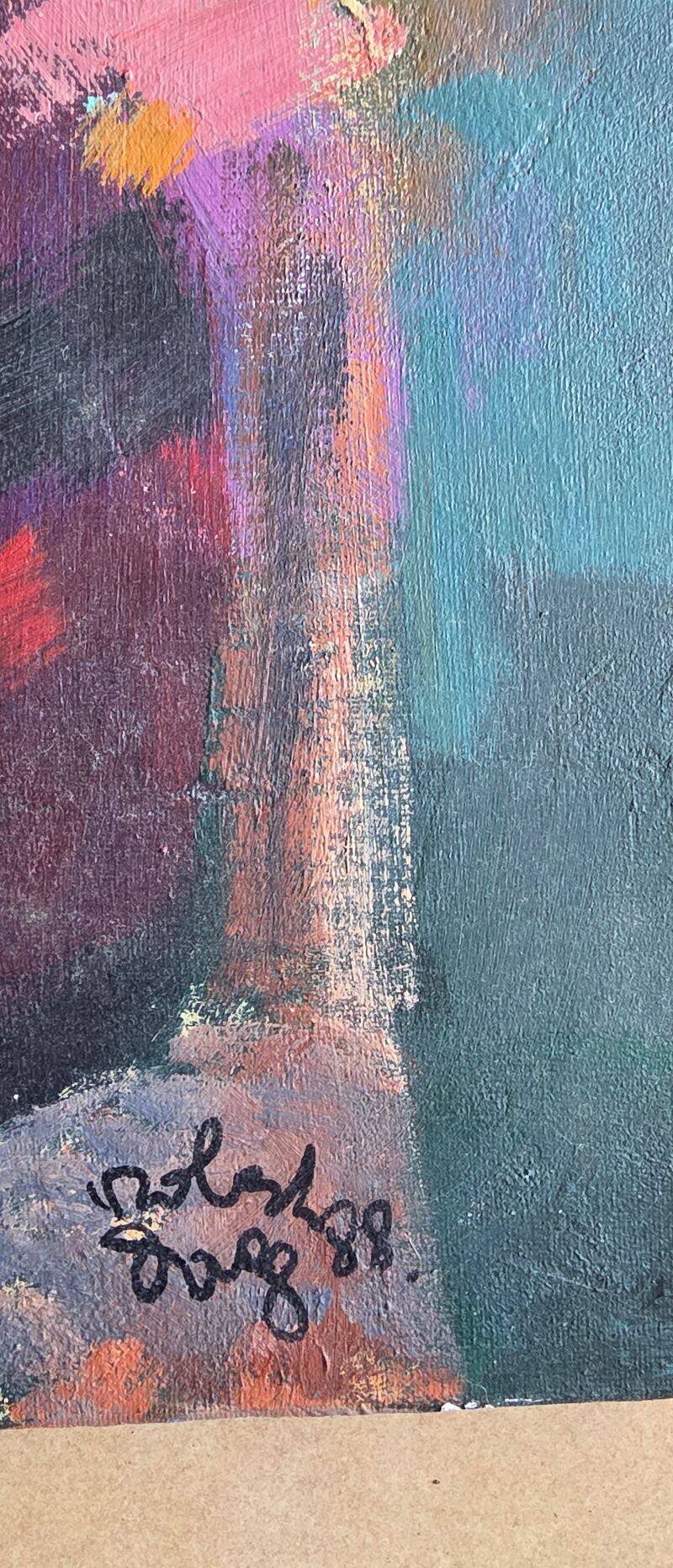 Robert Dago Oil on Canvas Still Life Jug with Flowers 1988