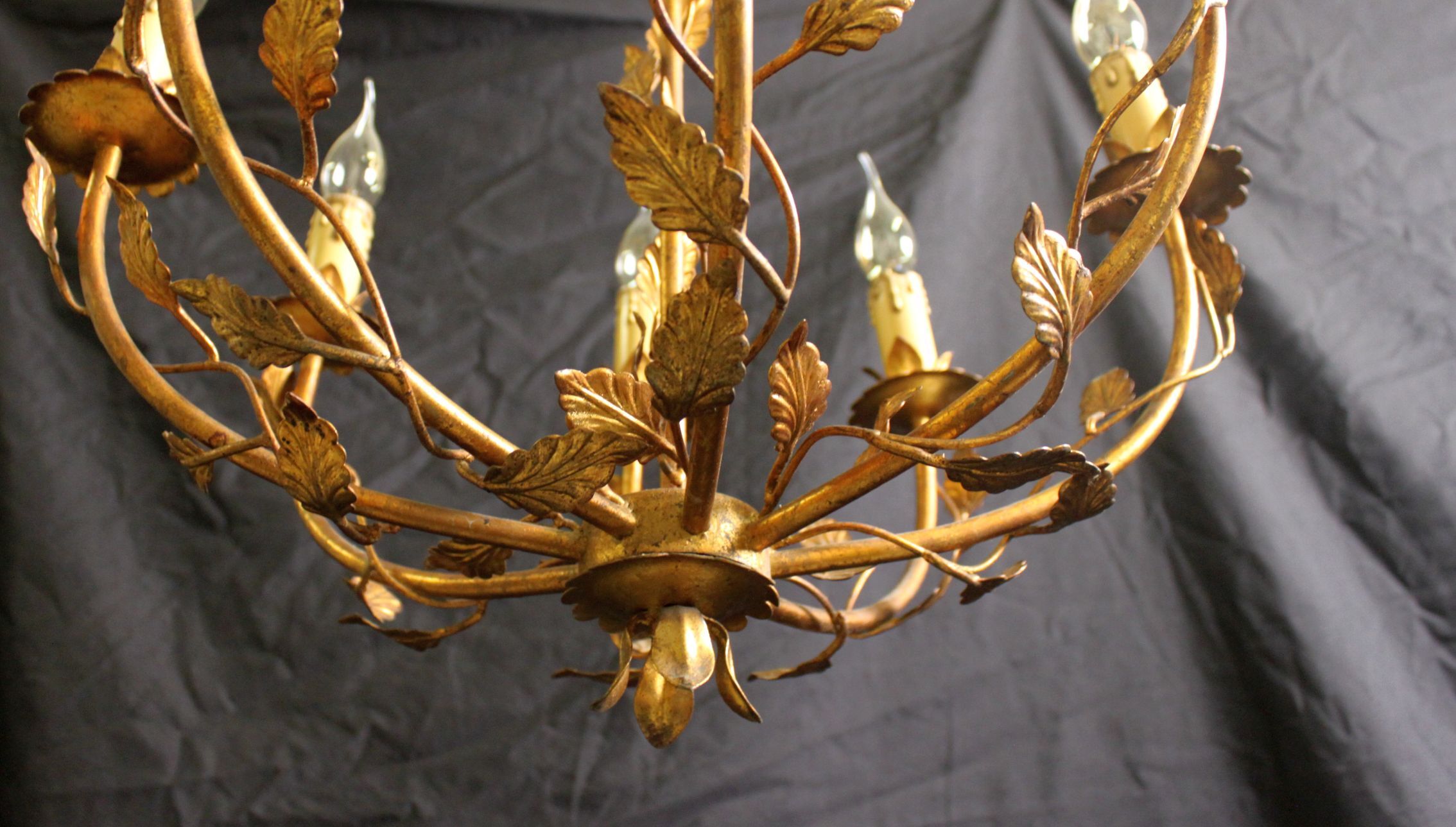 Vegetable chandelier in gilded metal, 1960