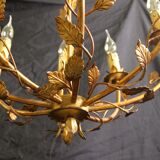 Vegetable chandelier in gilded metal, 1960