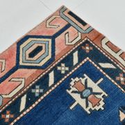 128x265 Cm Blue Vintage Area Rug, Rare Style Rug