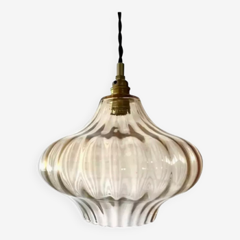 Vintage suspension lamp in amber glass