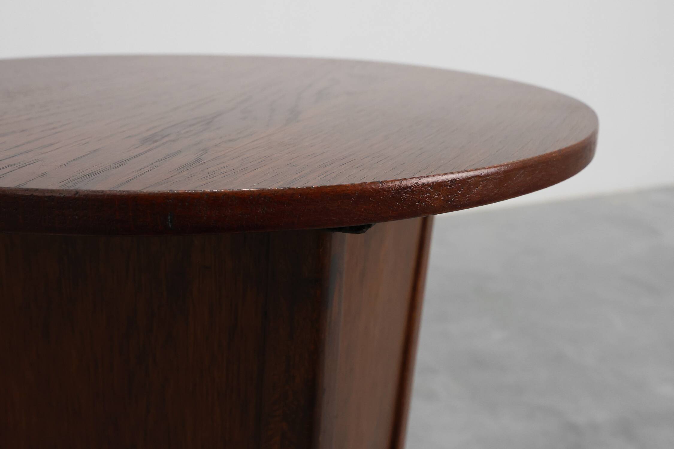 Art Deco round Oak Side Table, France 1930s