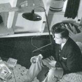 Lampadaire gainé cuir par FJB Corsini pour Metalarte 1950s