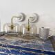 Set of two vintage smoked glass wall lights