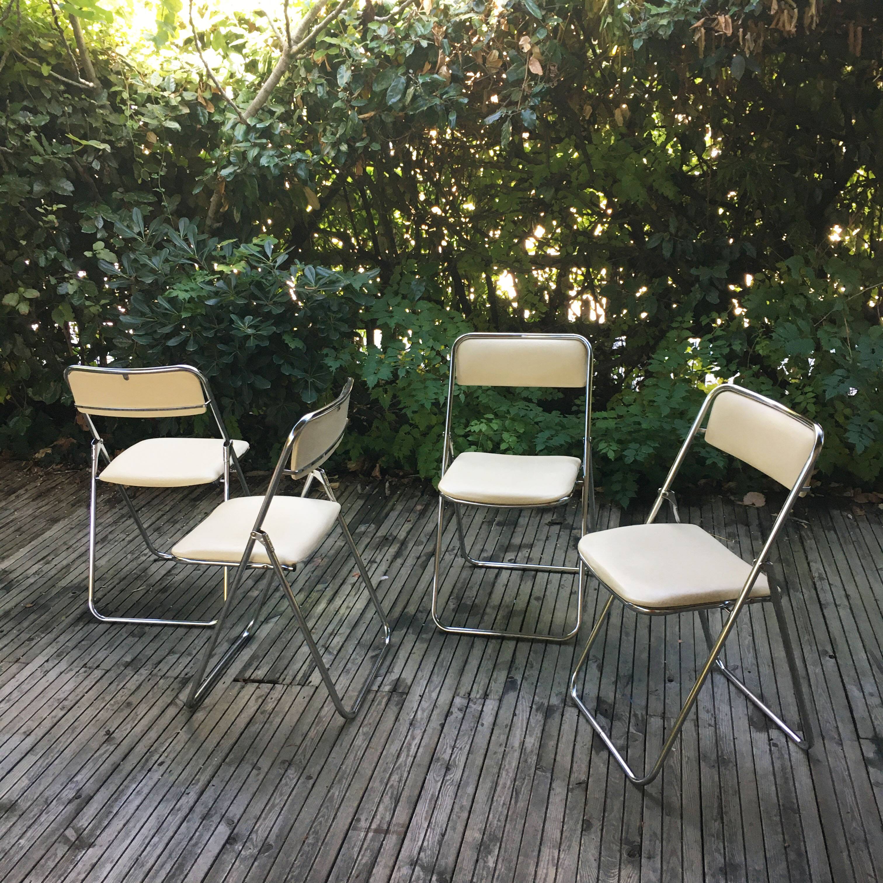 Set of 5 folding chairs 1970 chrome