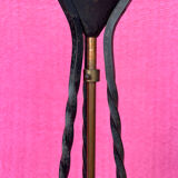 LAMP/IRON SUSPENSION FORGED OPAQUE WHITE GLASS CYLINDRICAL TUBE