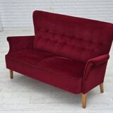 1960s, Swedish 2-seater sofa by Dux Sweden, furniture velour, ash wood.