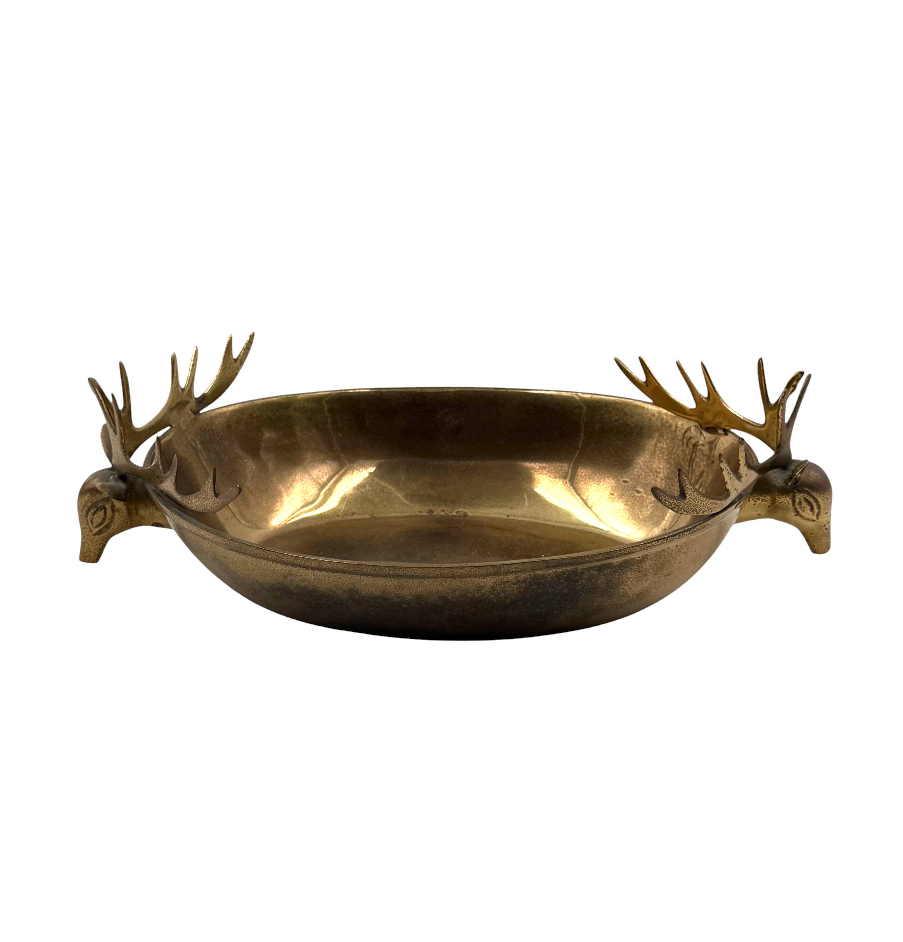 Mid-century Modern brass deers centerpiece / bowl, France 1970s