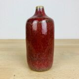Vase red ceramic bottle signed