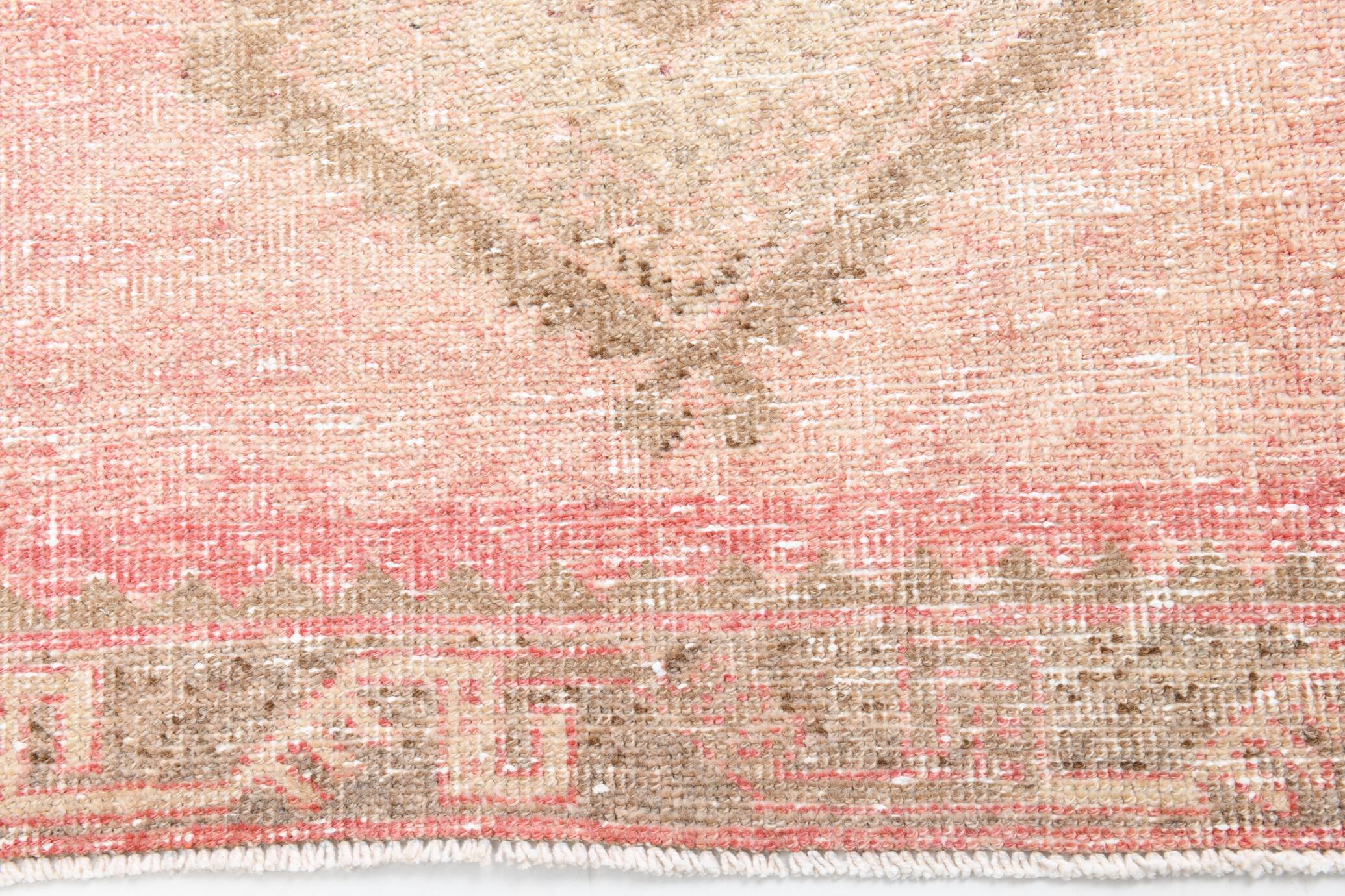 3x13 Pink & Brown Long Classic Vintage Runner Rug, 92x415Cm