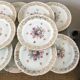Set 12 plates dessert porcelain flowers and gilding