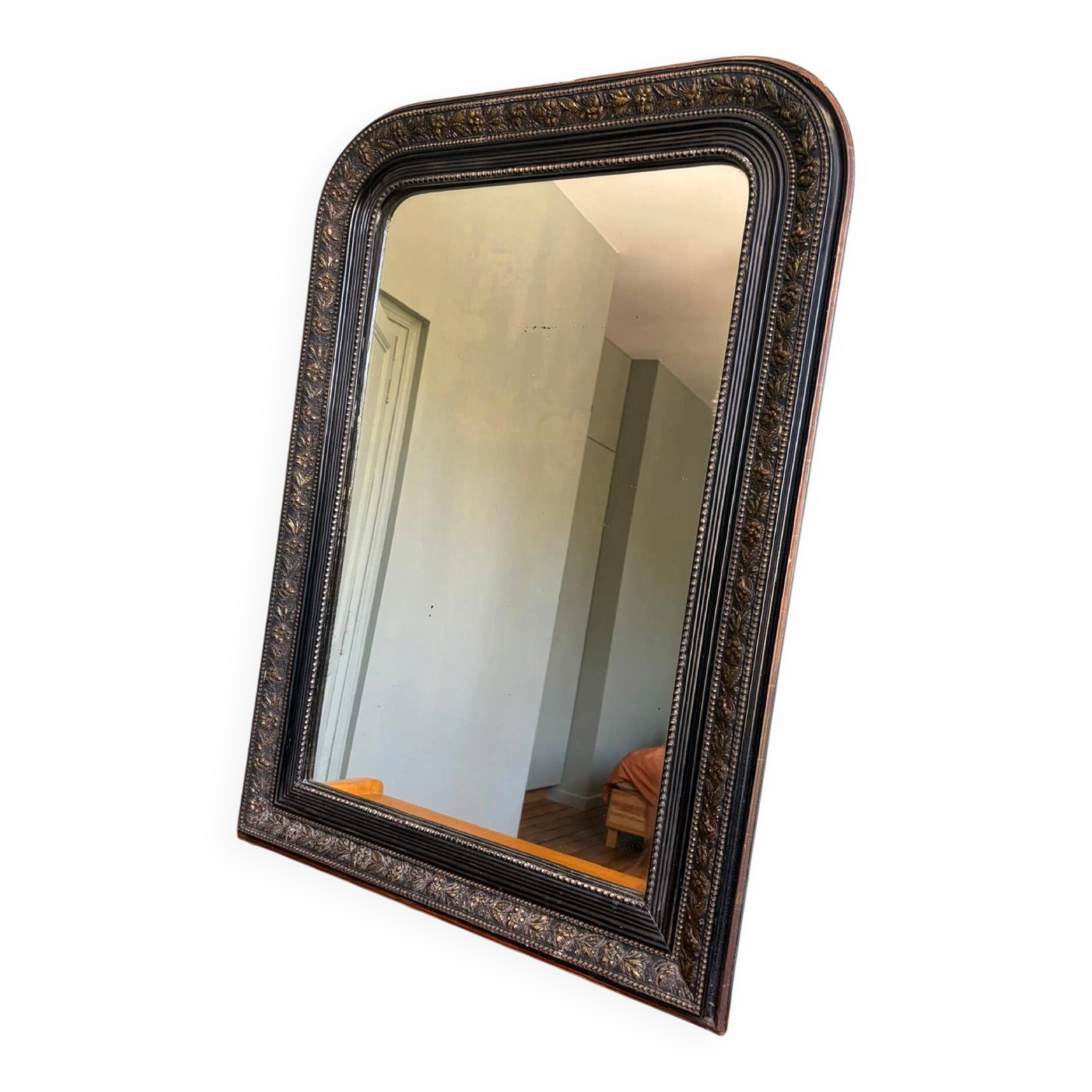 Miroir Louis Philippe noir et doré