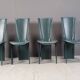 Vintage green leather dining chairs, 1980s - set of 4