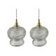Set of two vintage electrified glass pendant lamps