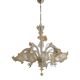 Venetian Murano-Style Glass Chandelier in Transparent and Gold with Flowers