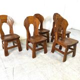 Vintage brutalist dining chairs, set of 6 - 1960s