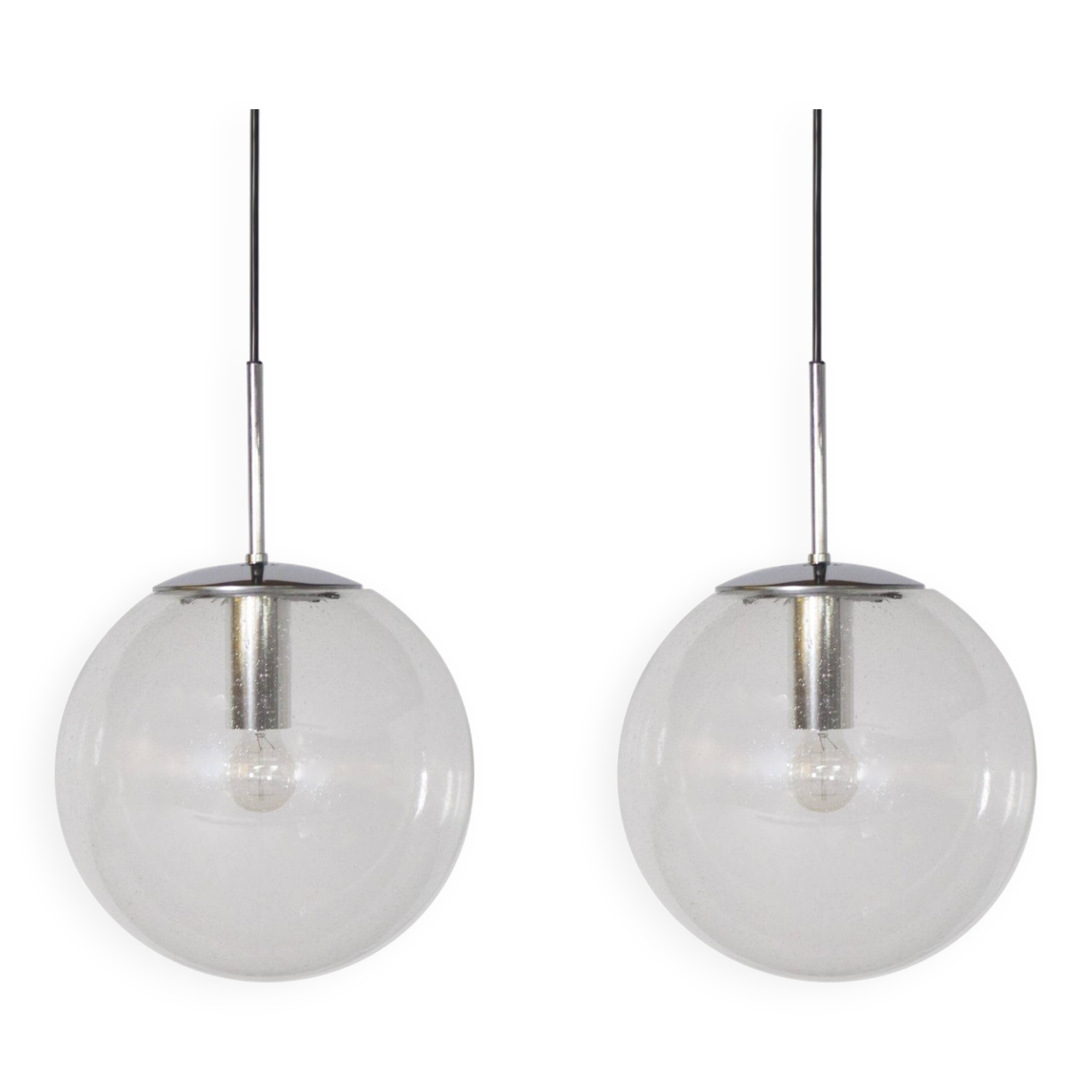 Pair of modernist pendant lights, Glashütte Limburg, Germany