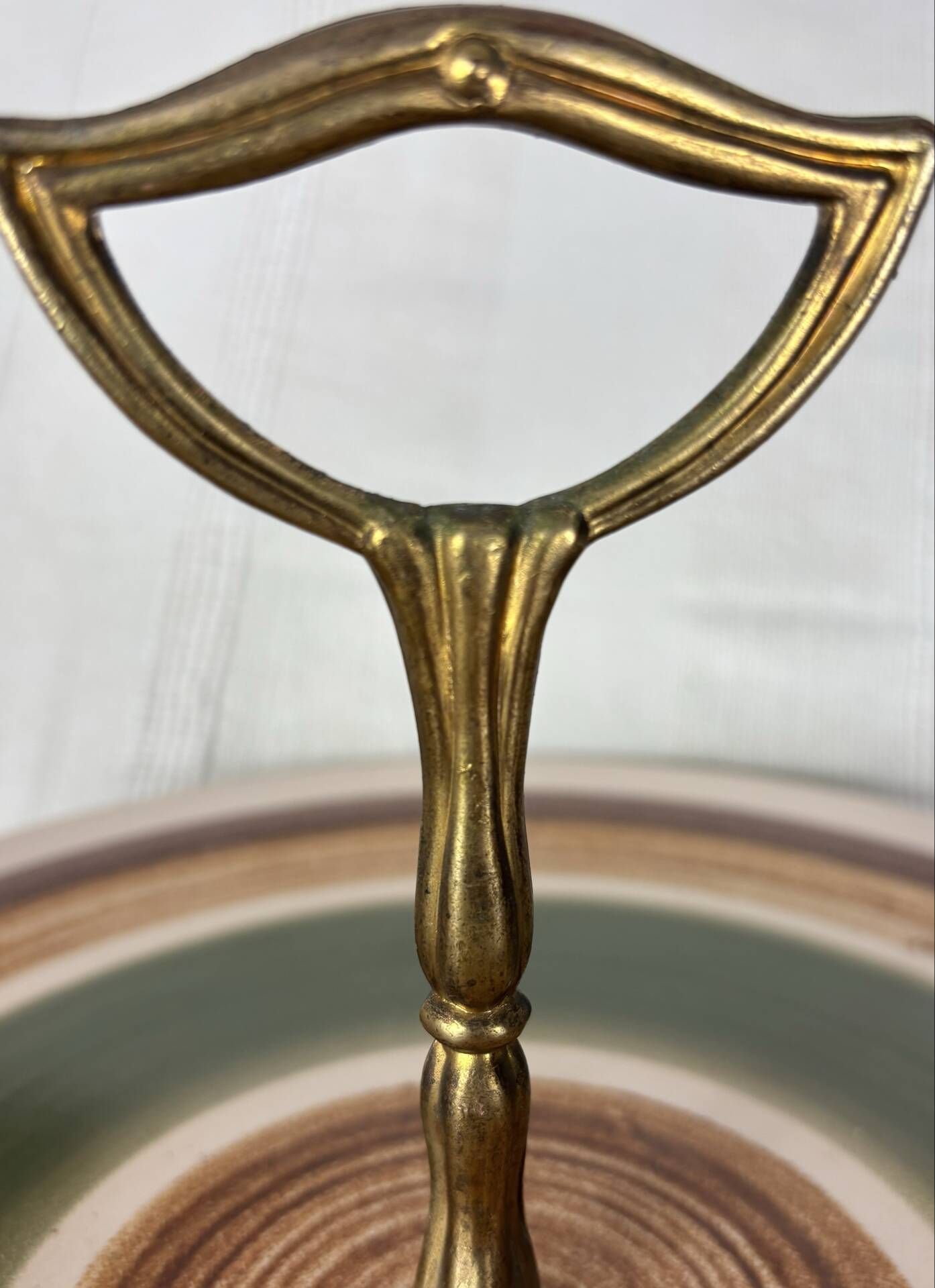 Vintage presentation plate Gien – Sage green and ochre