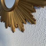 Vintage 1970s gold plastic sun mirror - 44 cm