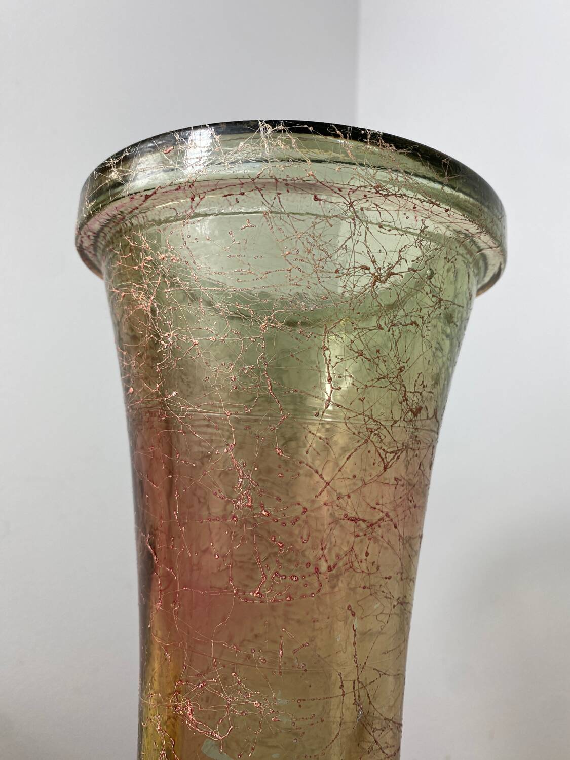 Large cracked glass vase