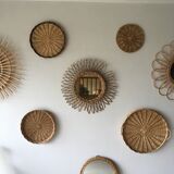 Vintage braided rattan 35 cm mirror