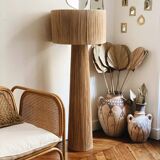 Minimalist raffia floor lamp