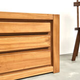 Commode en orme massif, Maison Regain, circa 1970