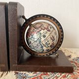 World map bookends terrestrial globes