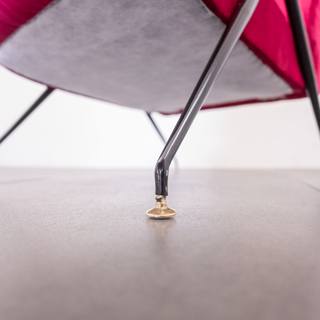 Velvet reclining armchair 1950