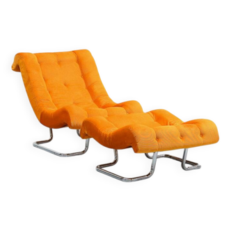 Dux Formula Lounge Chair & Hocker 1970s