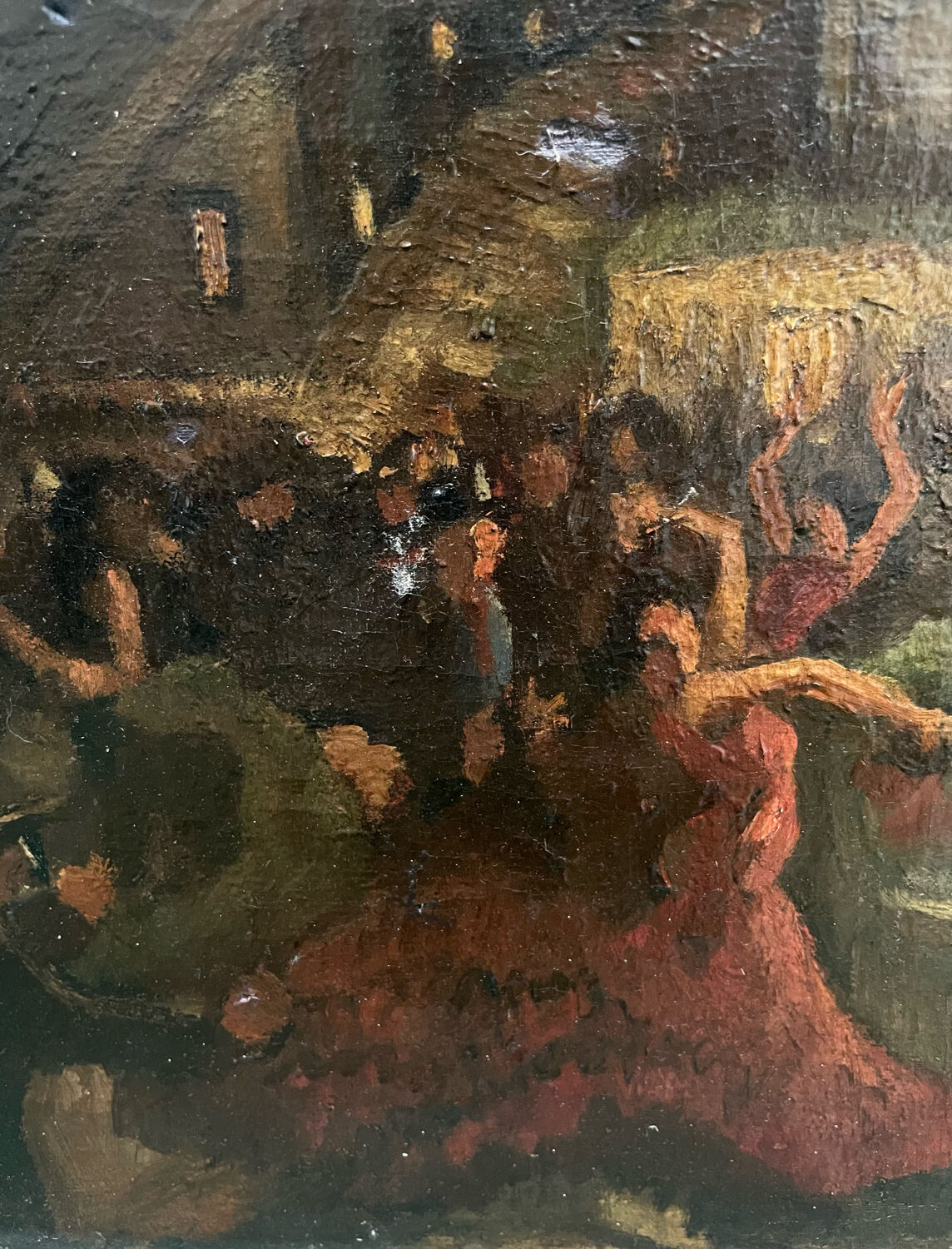 Painting old flamenco dancer Seville early 20th century