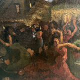 Tableau peinture ancienne danseuse de flamenco Séville début XXe