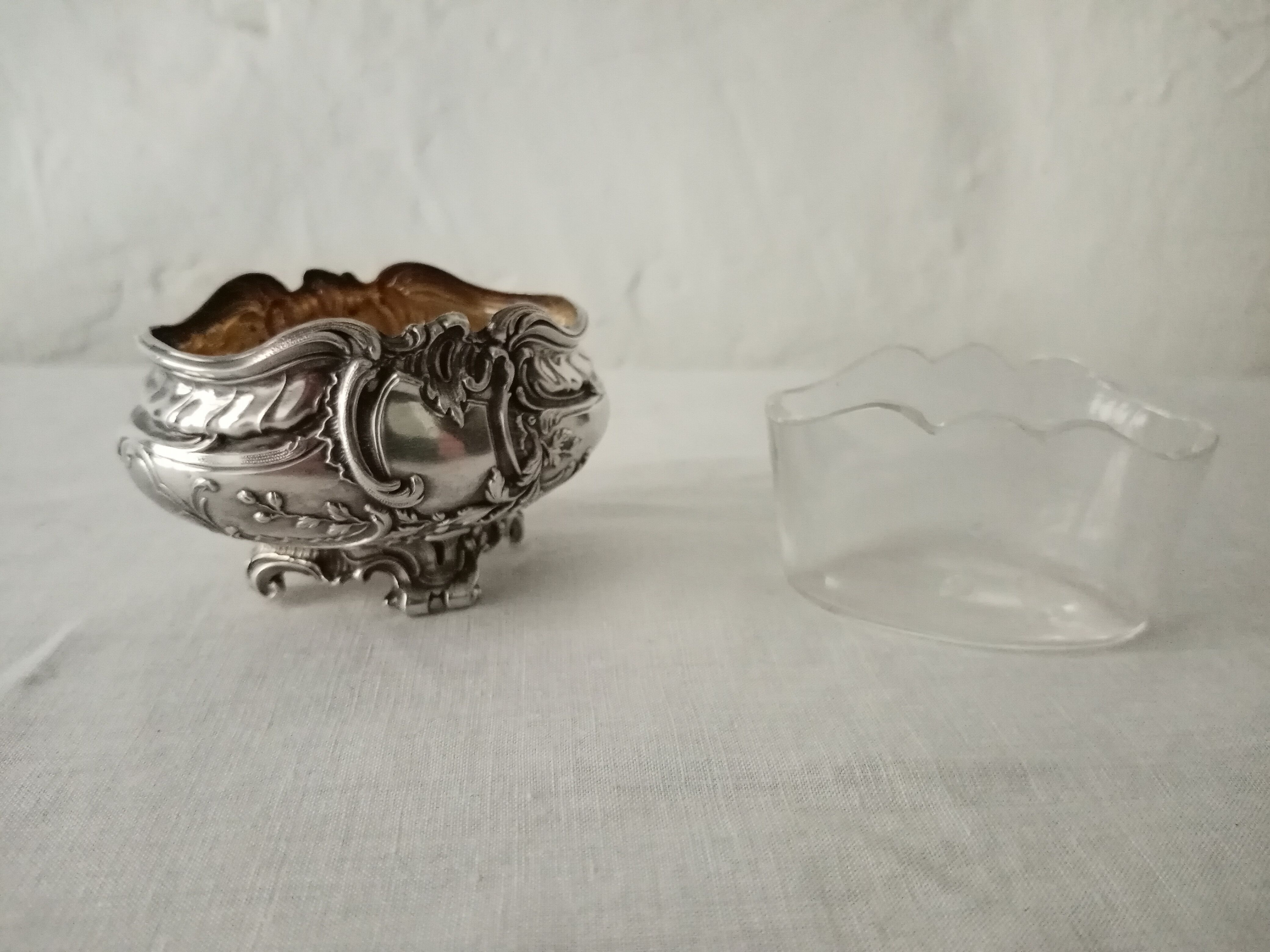 Former silver salt shaker miner punches rock dirt silver and 19th century glass