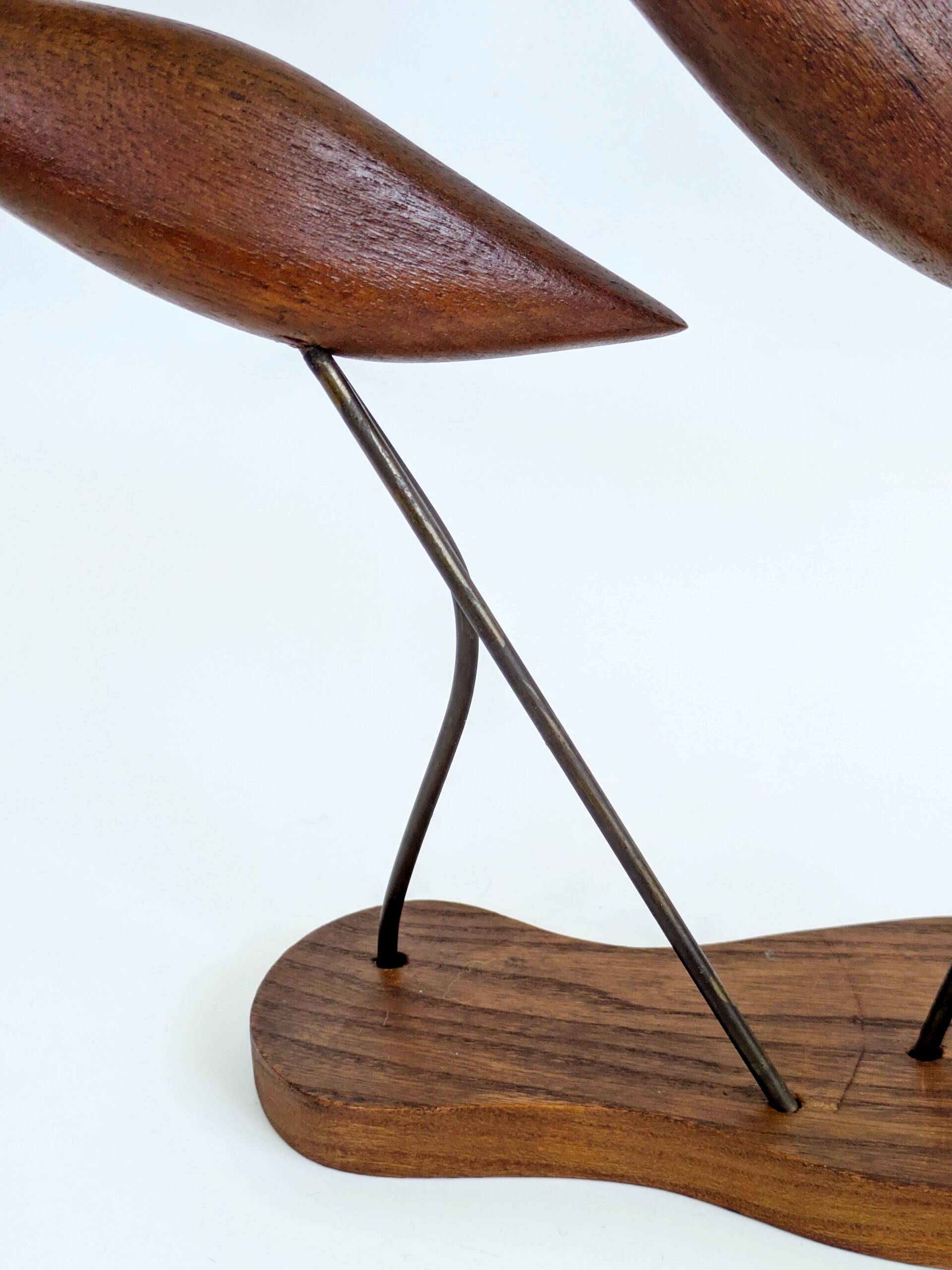 Scandinavian modernist sculpture cranes in teak.