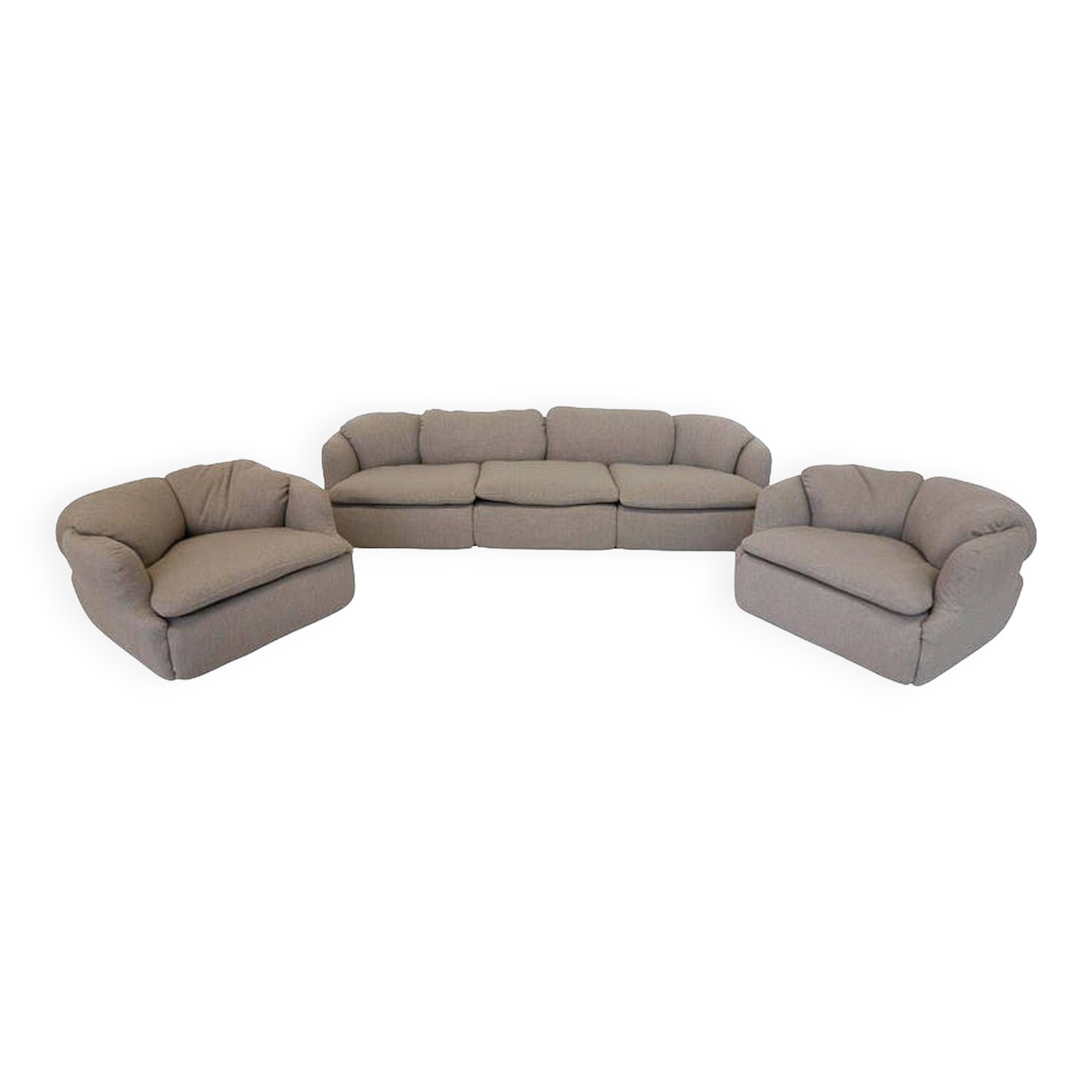 Confidential Seating Set by Alberto Rosselli for Saporiti, Beige Boucle Fabric, Italy, 1970s