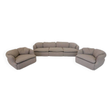 Confidential Seating Set by Alberto Rosselli for Saporiti, Beige Boucle Fabric, Italy, 1970s