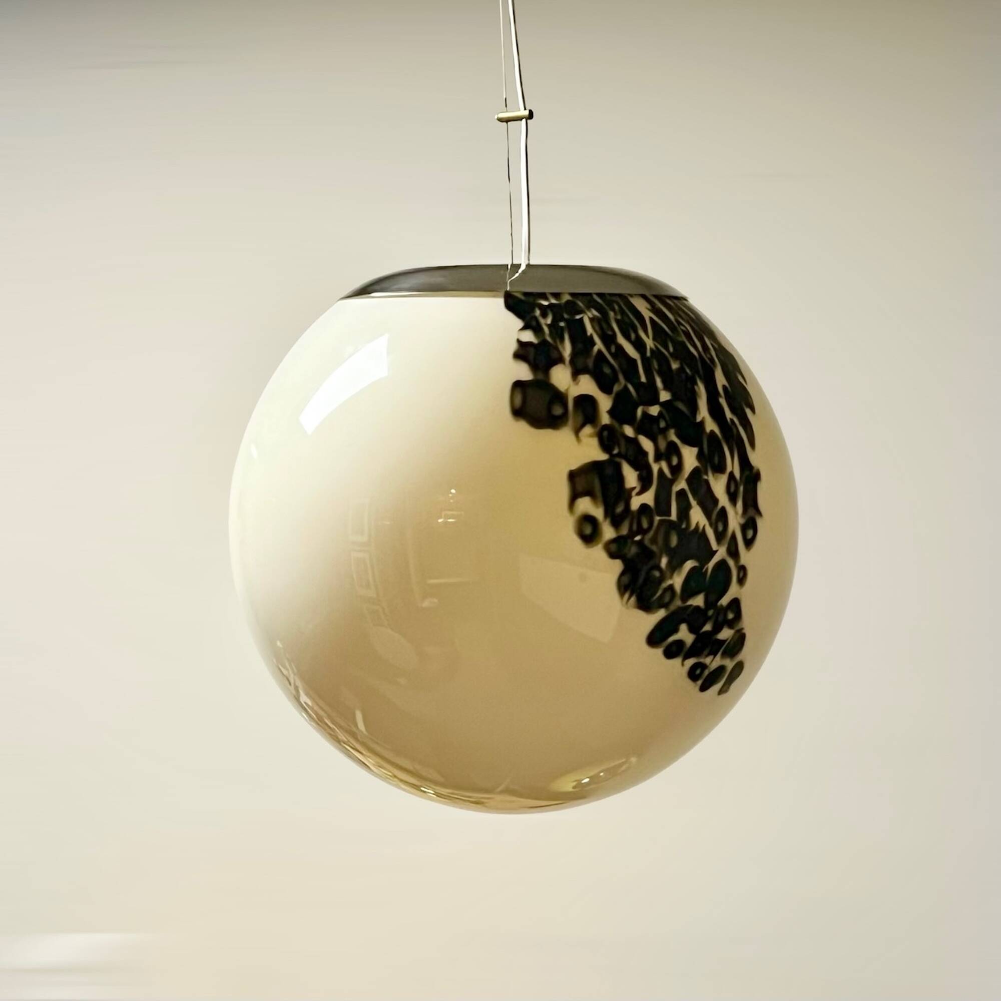 Vintage Globe Chandelier in Glass with Animal Print attributed to Angelo Brotto for Esperia, 1960s