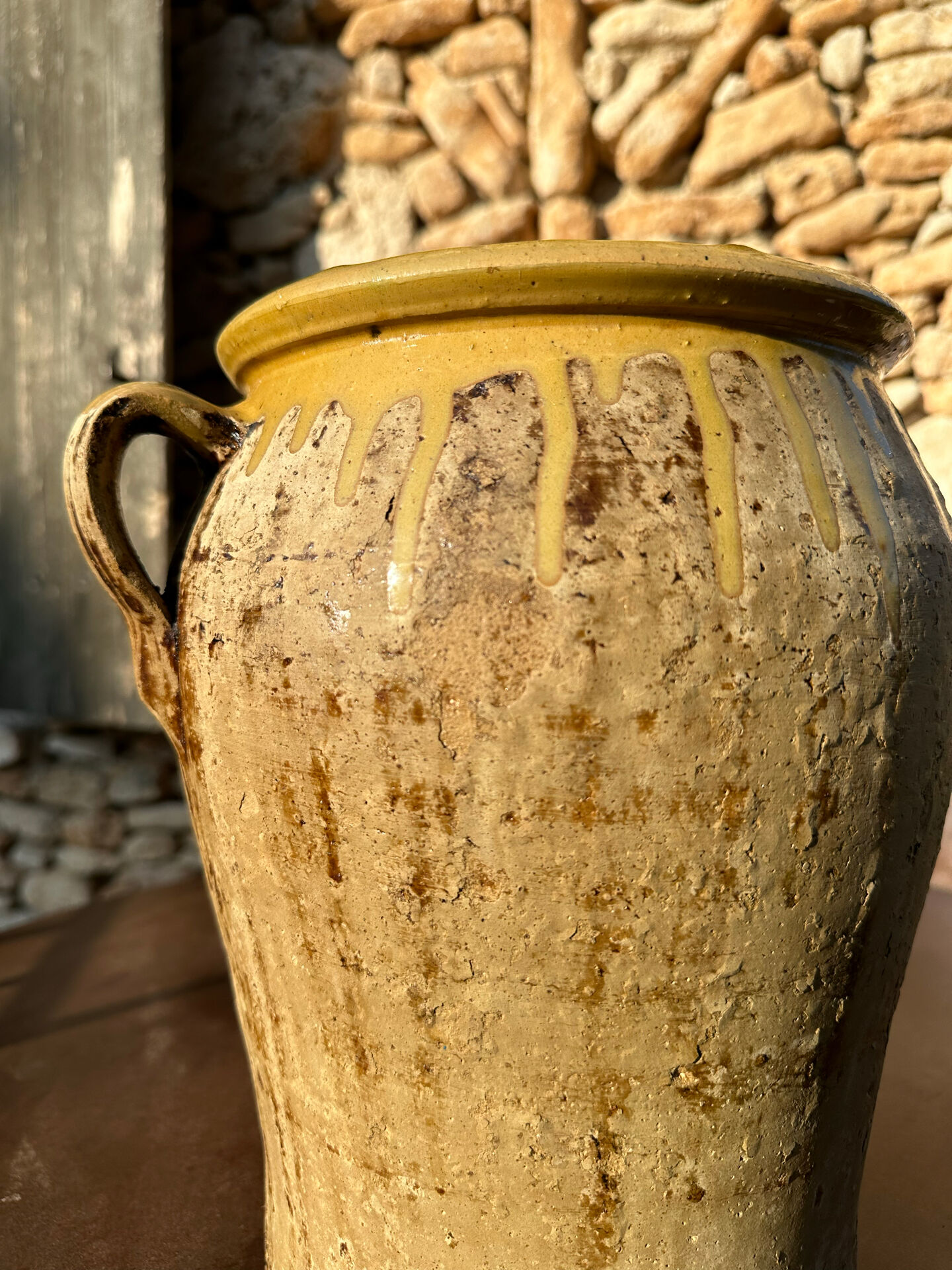 Ancient terracotta pottery jar