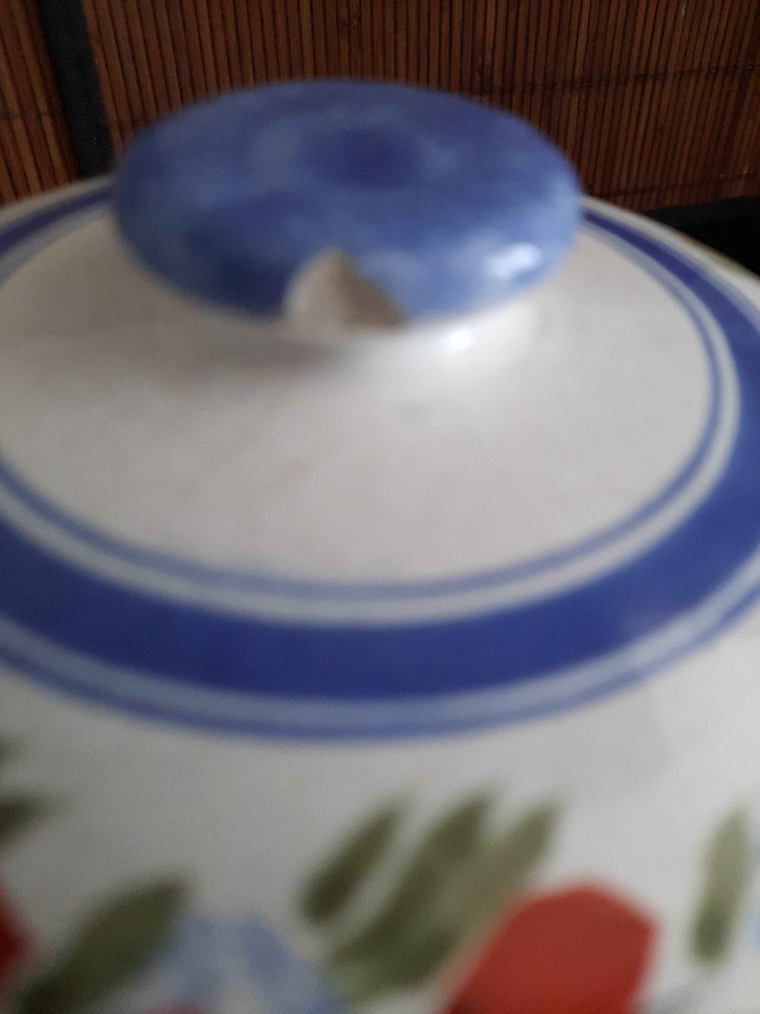 Large stockpot with lid - Henriot Quimper - Cordon Bleu decoration